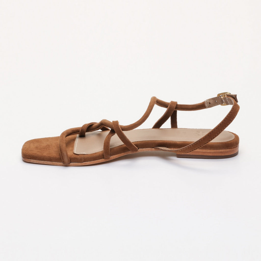 Margo Sandals - Camel Goat Suede (Tubular Straps) - Brown