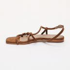 Margo Sandals - Camel Goat Suede (Tubular Straps) - Brown