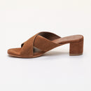 White Sun - Mules Talon Mina - Camel Goat Suede - Marron