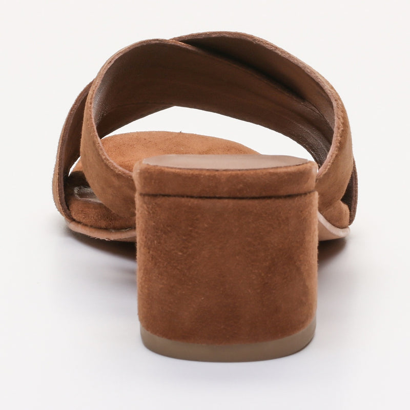 White Sun - Mules Talon Mina - Camel Goat Suede - Marron
