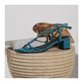 White Sun - Aquene Heeled Sandals - Peacock Green Goat Suede - Peacock Green