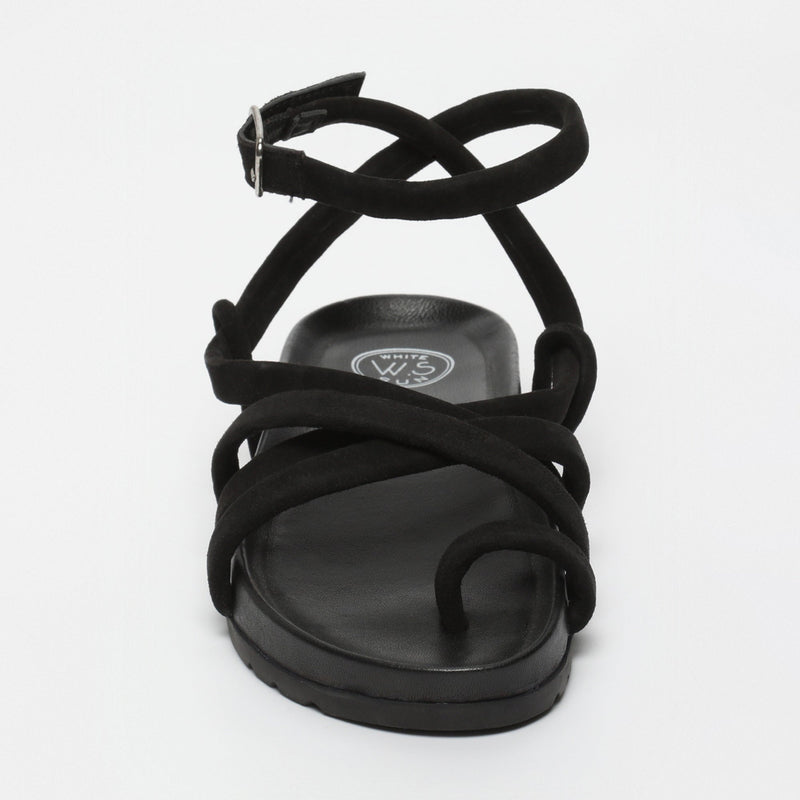 White Sun - Sandales Ava - Black Goat Suede - Black