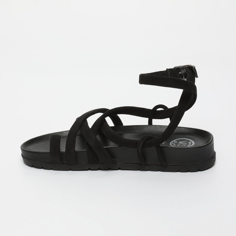White Sun - Sandales Ava - Black Goat Suede - Black
