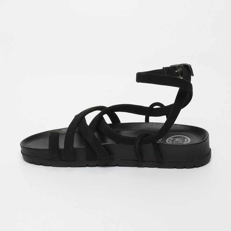 White Sun - Sandales Ava - Black Goat Suede - Black