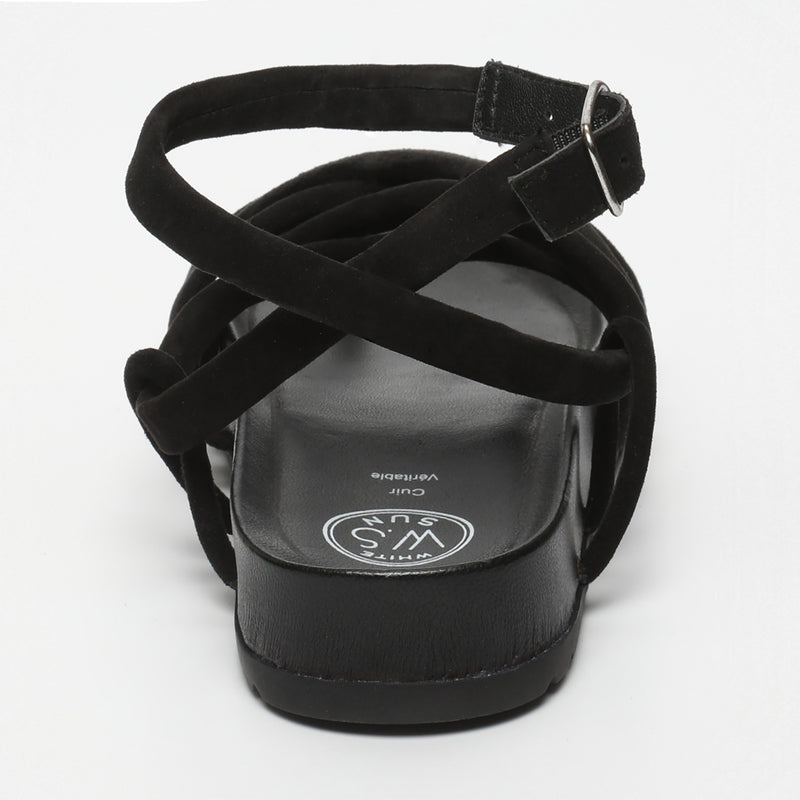 White Sun - Sandales Ava - Black Goat Suede - Black