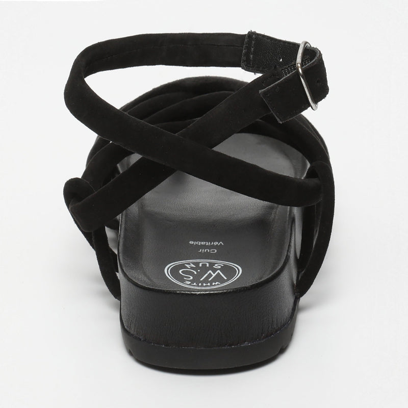 White Sun - Sandales Ava - Black Goat Suede - Black