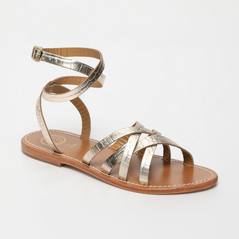 White Sun - Sandales Montgomery - Lt Gold Croco - Femme