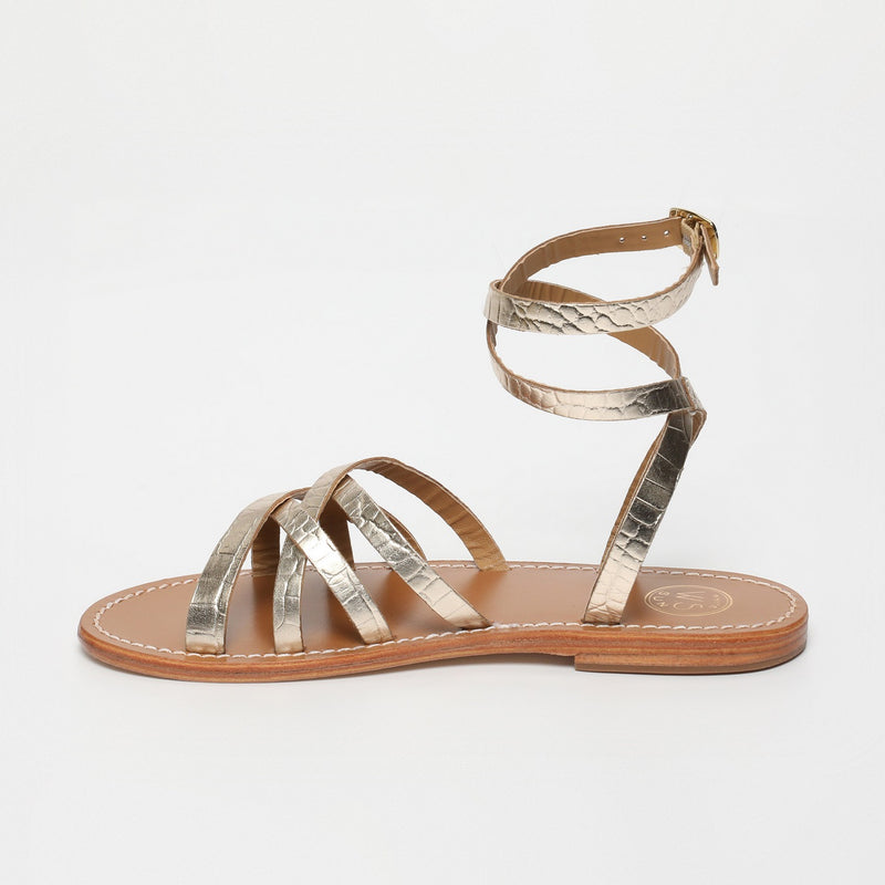 White Sun - Sandales Montgomery - Lt Gold Croco - Femme