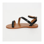 White Sun - Xigala Sandals - Black Croco Print Goat Leather - Black Croco