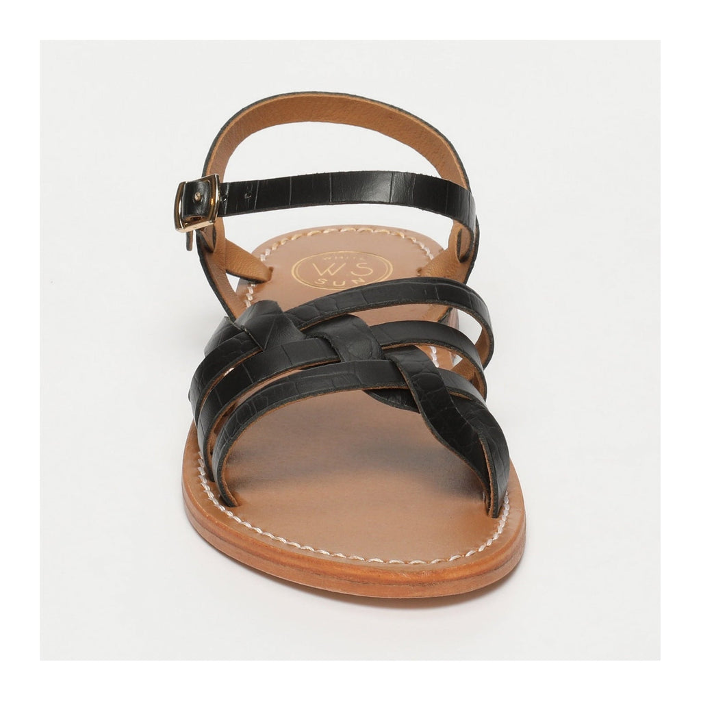 White Sun - Sandalias Rubra - Cuero de cabra negro con estampado de cocodrilo - Motivos