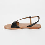 White Sun - Clairvistone Sandals - Black Croco Print Goat - Black Croco