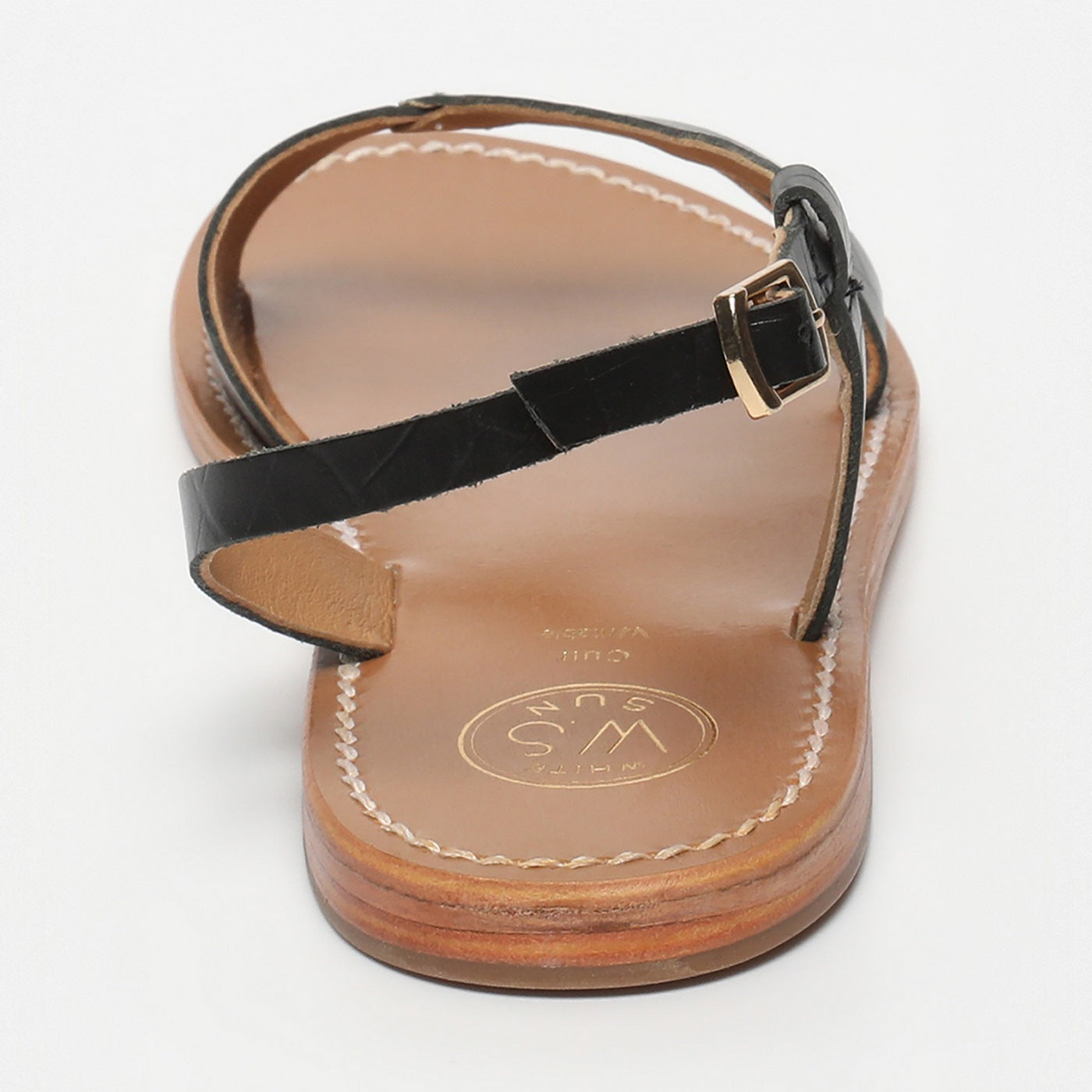 White Sun - Clairvistone Sandals - Black Croco Print Goat - Black Croco