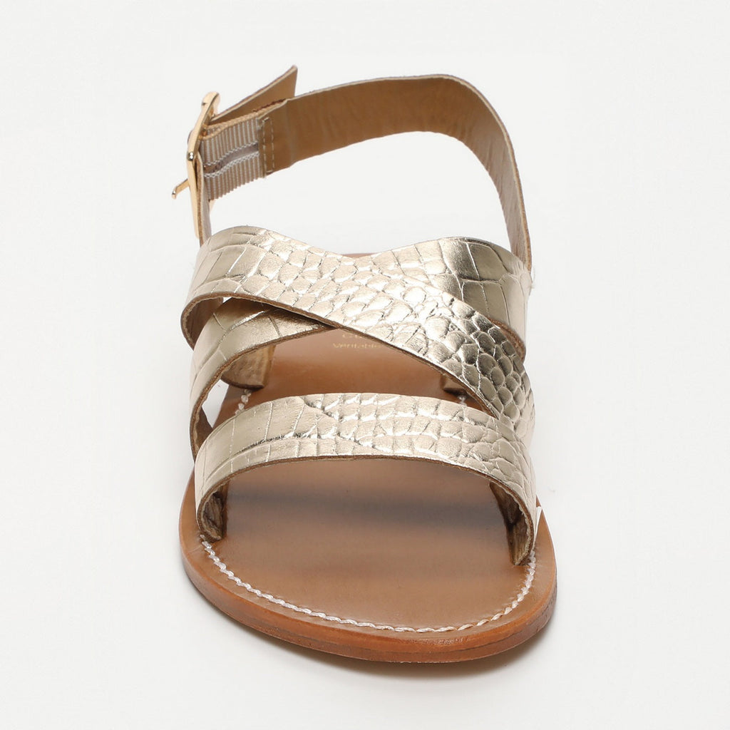 White Sun - Sandalias Marney - Estampado de cocodrilo dorado claro de piel de cabra - Cocodrilo dorado claro