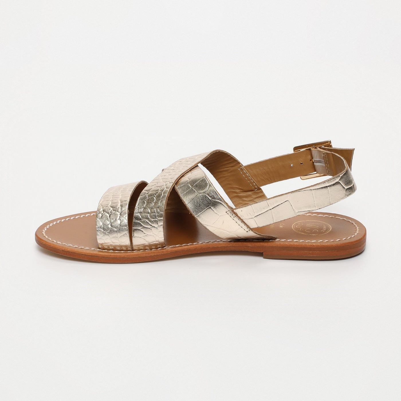 White Sun - Sandalias Marney - Estampado de cocodrilo dorado claro de piel de cabra - Cocodrilo dorado claro