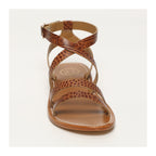 White Sun - Lesia Sandals - Tan Croco Print Goat - Camel Croco