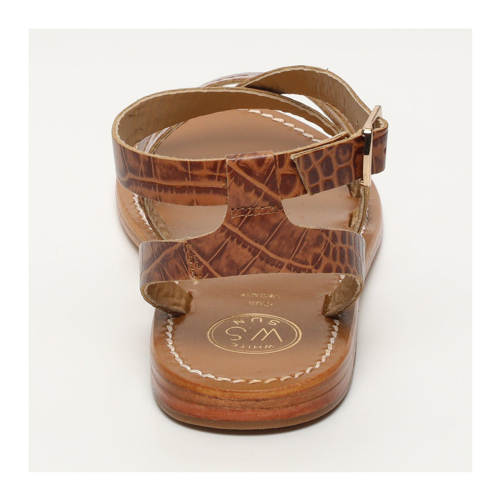 White Sun - Lesia Sandals - Tan Croco Print Goat - Camel Croco