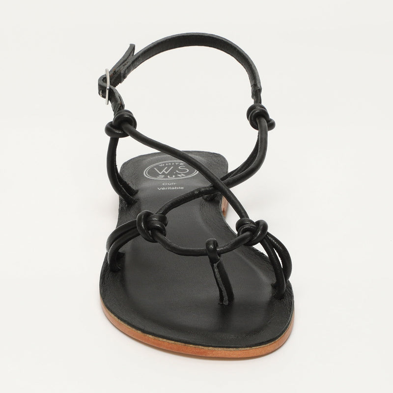 Sol Blanco - Sandalias Alimer - Napa Oveja Negro (Spaghetti) - Negro