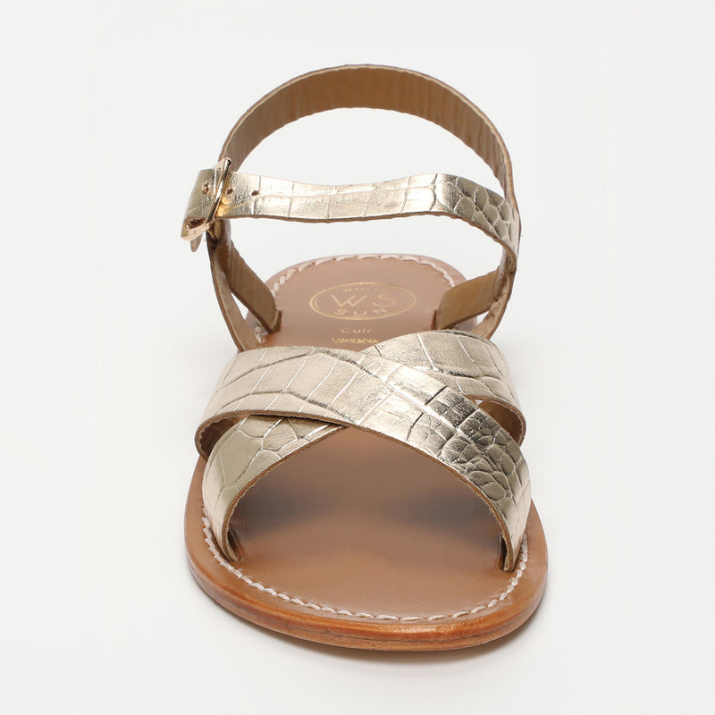 Sandalias Eneya - Croco Dorado Claro
