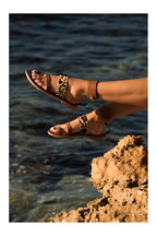 White Sun - Mazda Toe-Post Sandals - Camel and Leopard - Women