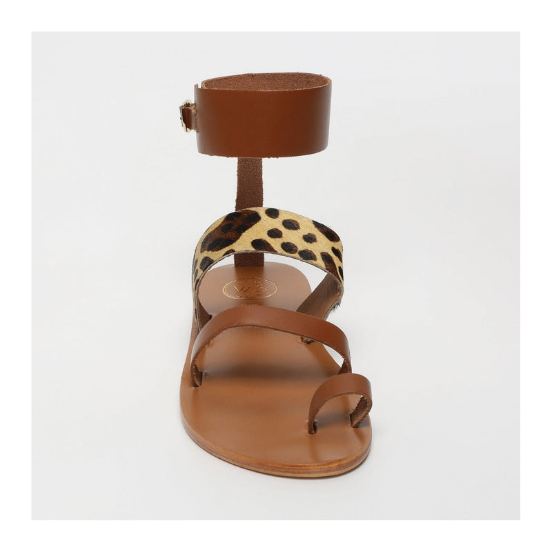 White Sun - Sandalias Mazda Entre-Doigts - Camel Y Leopardo - Mujer