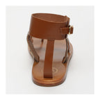 White Sun - Mazda Toe-Post Sandals - Camel and Leopard - Women
