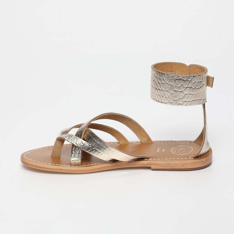 Manoa Sandals - Light Gold Croco