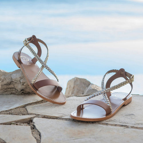 Talia Sandals - Gold & Camel