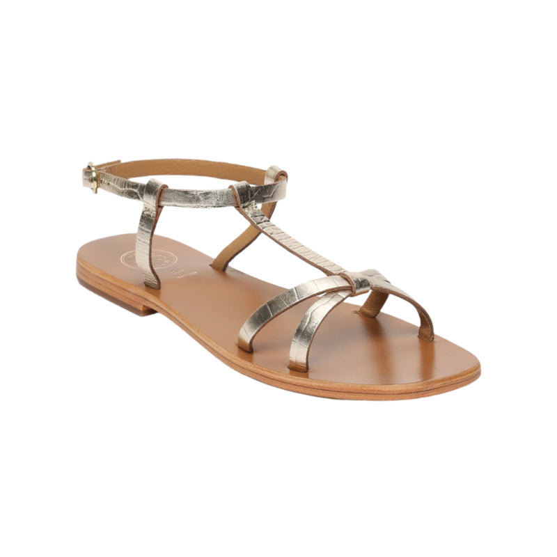 White Sun - Sandales Ava - Light Gold Croco Print Goat - Light Gold Croco