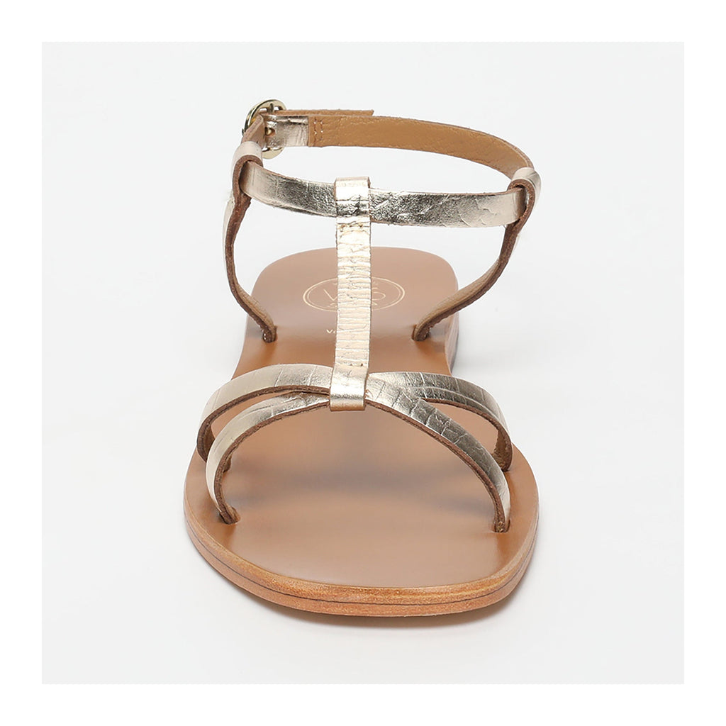 White Sun - Ava Sandals - Light Gold Croco Print Goat - Light Gold Croco