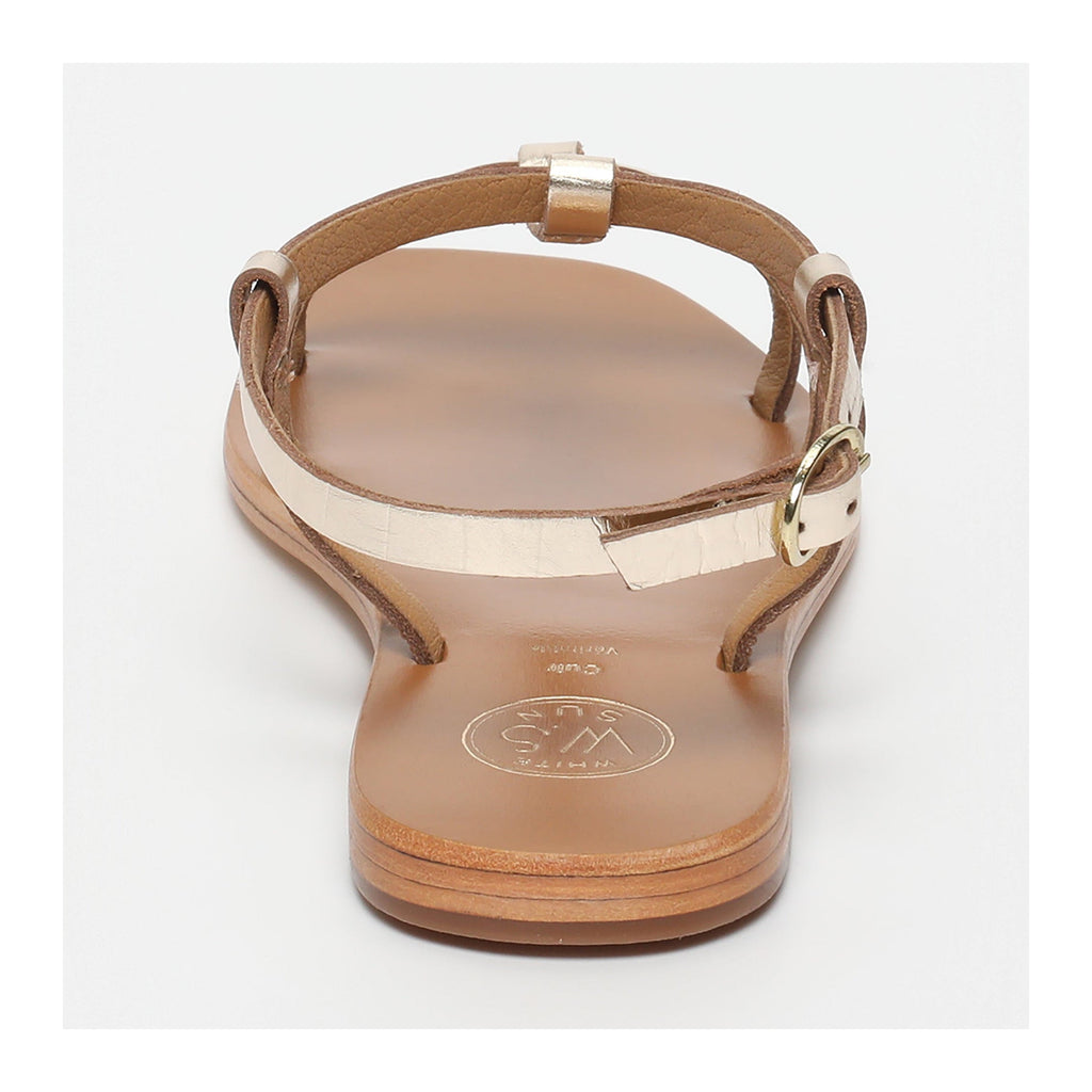 White Sun - Ava Sandals - Light Gold Croco Print Goat - Light Gold Croco