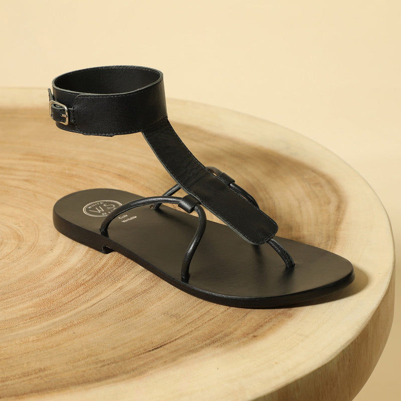 White Sun - Sandalias Babithra - Cuero de cabra negro - Negro