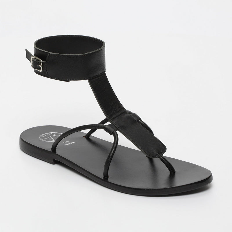 White Sun - Sandalias Babithra - Cuero de cabra negro - Negro