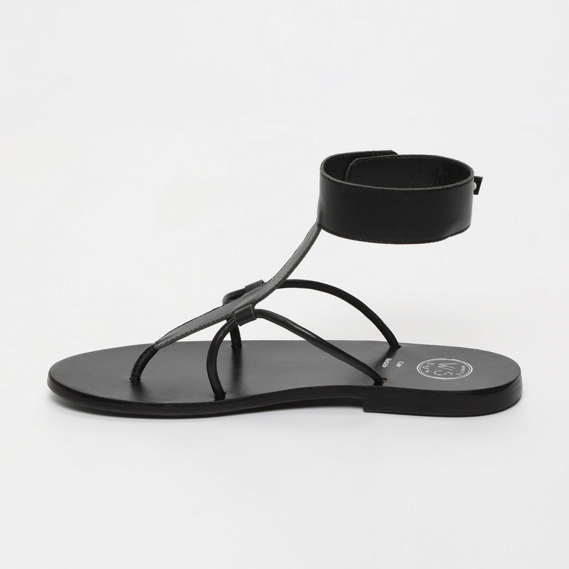 White Sun - Sandalias Babithra - Cuero de cabra negro - Negro