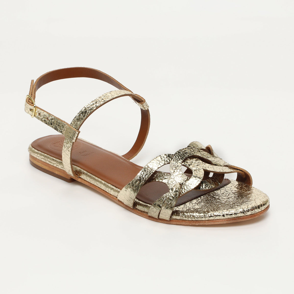 Barnali Sandals - Gold Crackle Foil - Gold
