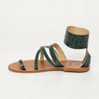White Sun - Sandalias Darika - Green Croco Print Goat - Green Croco