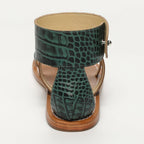 White Sun - Sandalias Darika - Green Croco Print Goat - Green Croco