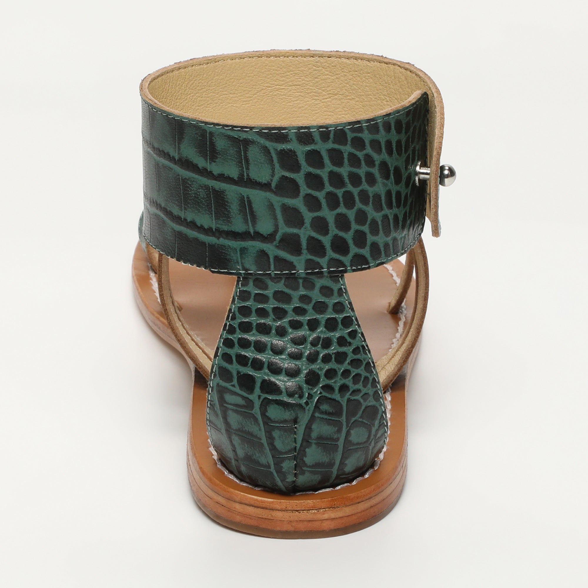 White Sun - Sandalias Darika - Green Croco Print Goat - Green Croco