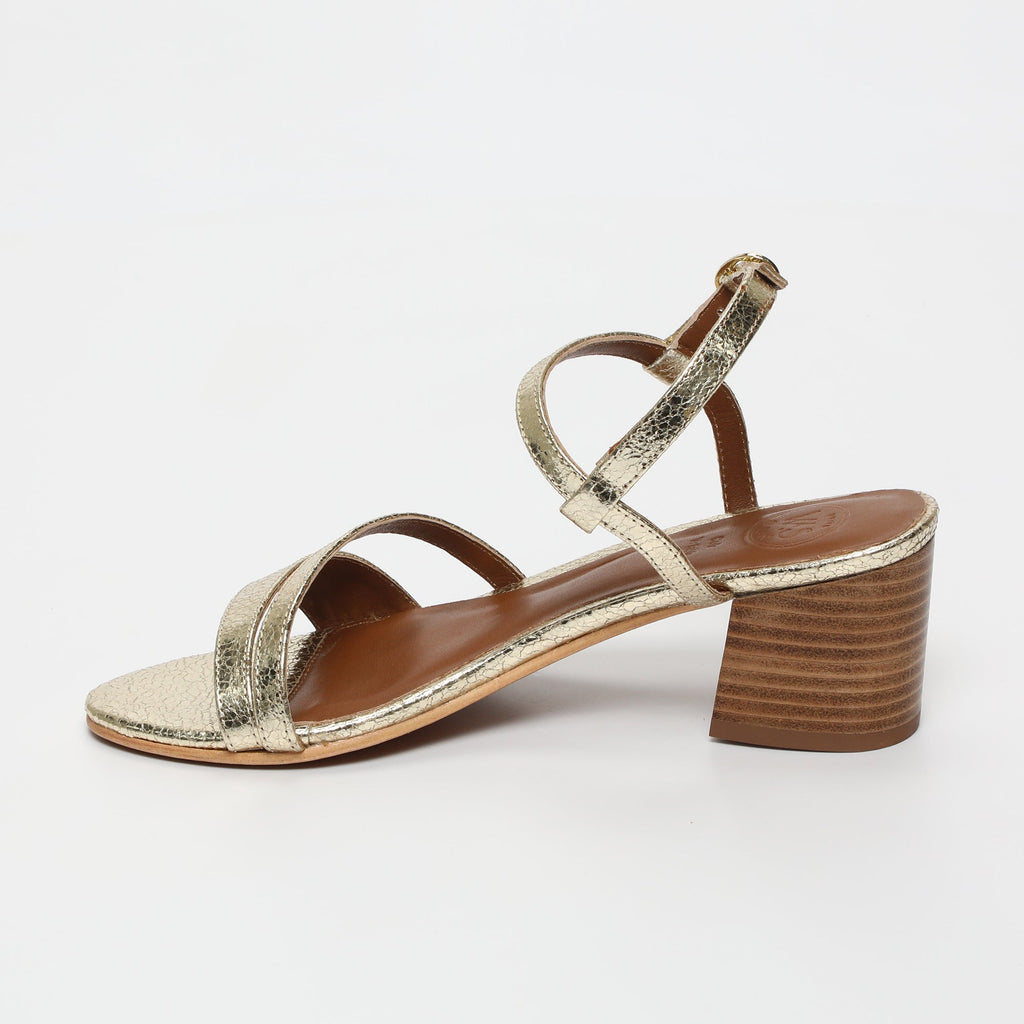 White Sun - Sandalias de tacón Darshika - Lámina agrietada dorada - Dorado