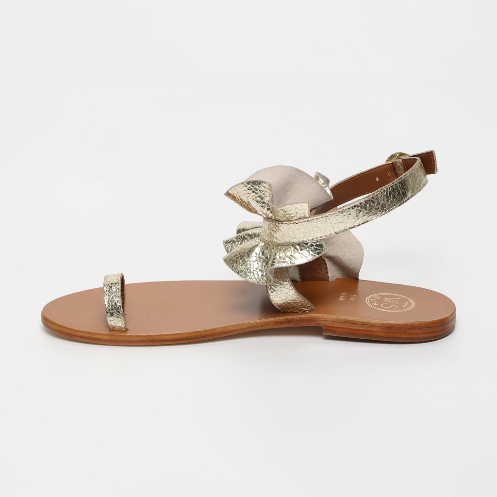 White Sun - Sandalias Devipriya - Gold Crackle Foil - Gold