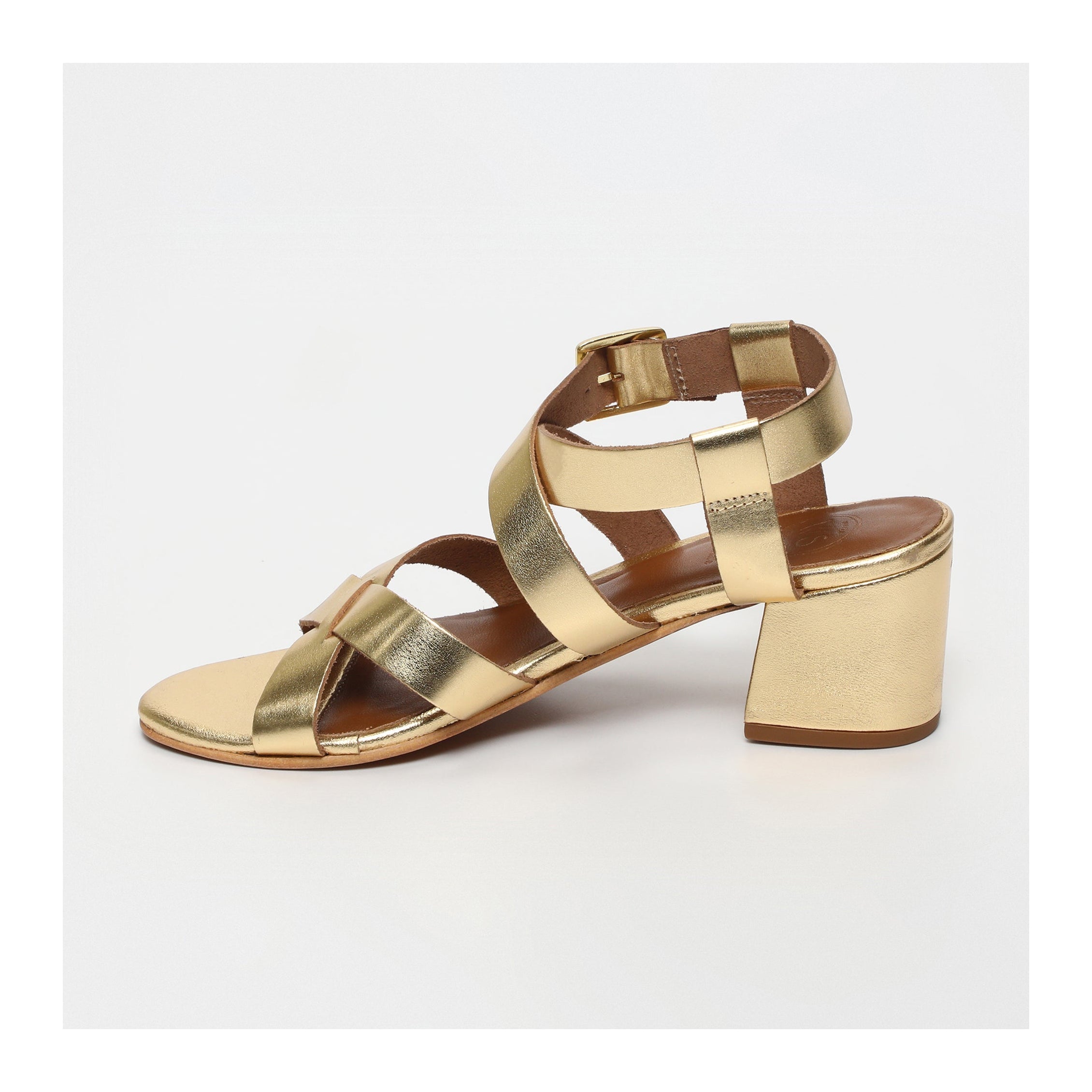 White Sun - DhanashriDark Gold Heeled Sandals