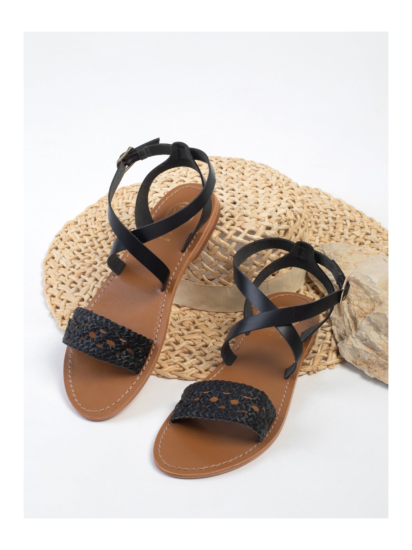 White Sun - Sandalias Sesena - Cuero de cabra negro;Negro Buff - Negro