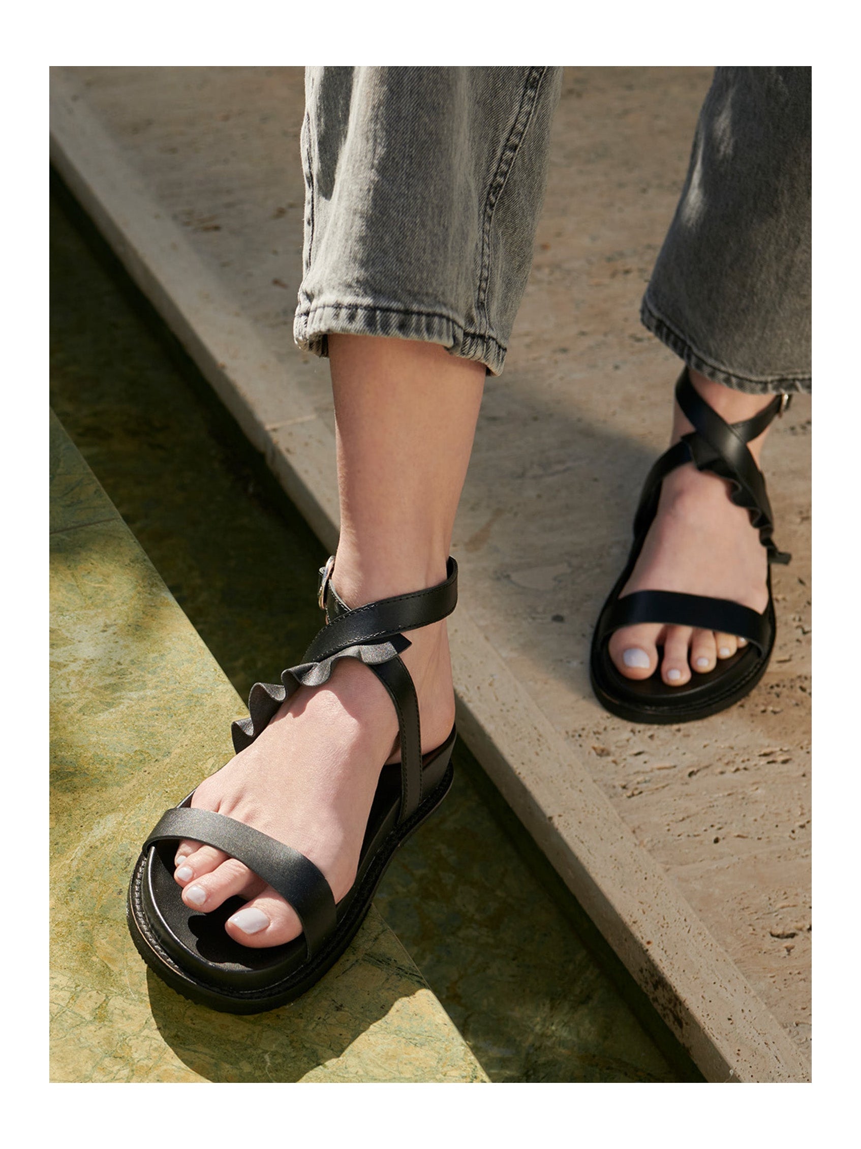 White Sun - Sandalias Tasso - Black Buff - Black