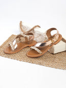 White Sun - Sandales Olcani - Gold Goat Leather - Gold
