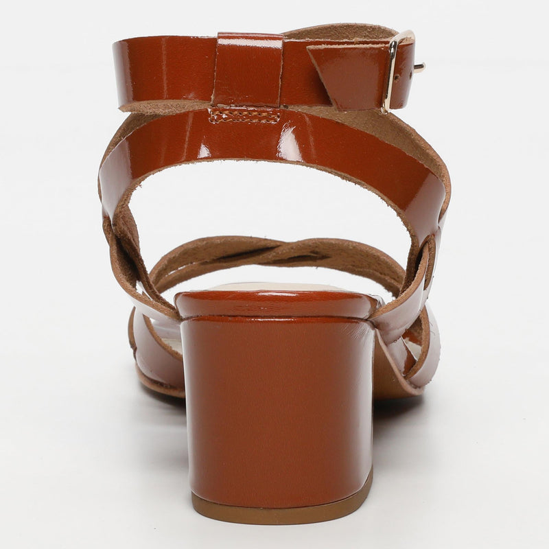 White Sun - Anaba Heel Sandals - Brown Buff Patent - Brown