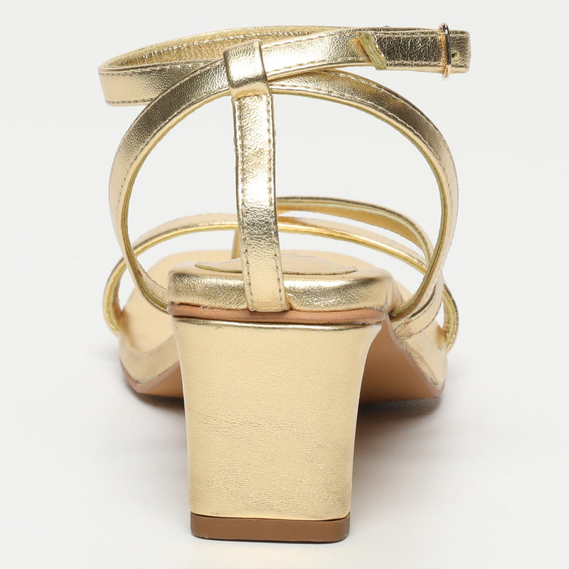 White Sun - Sandales Talon Cheyenne - Dark Gold Sheep Metallic Nappa - Dark Gold