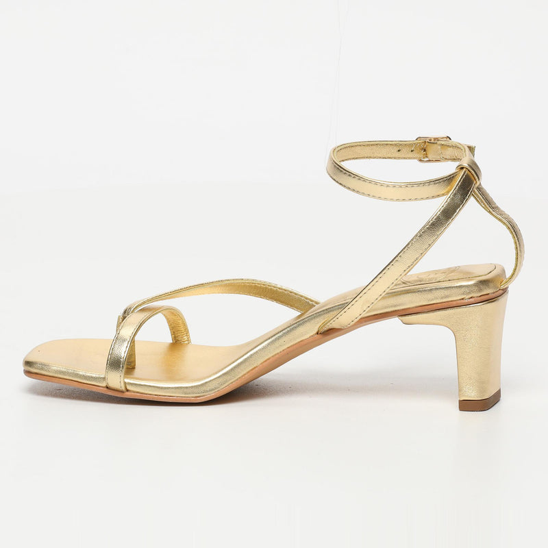 White Sun - Sandales Talon Cheyenne - Dark Gold Sheep Metallic Nappa - Dark Gold