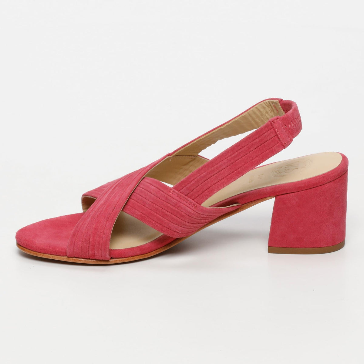 Isia Heeled Sandals - Raspberry Goat Suede - Raspberry