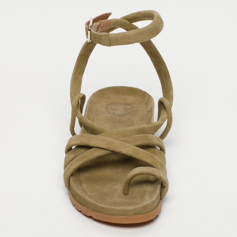 White Sun - Sandales Ava - Olive Goat Suede - Olive