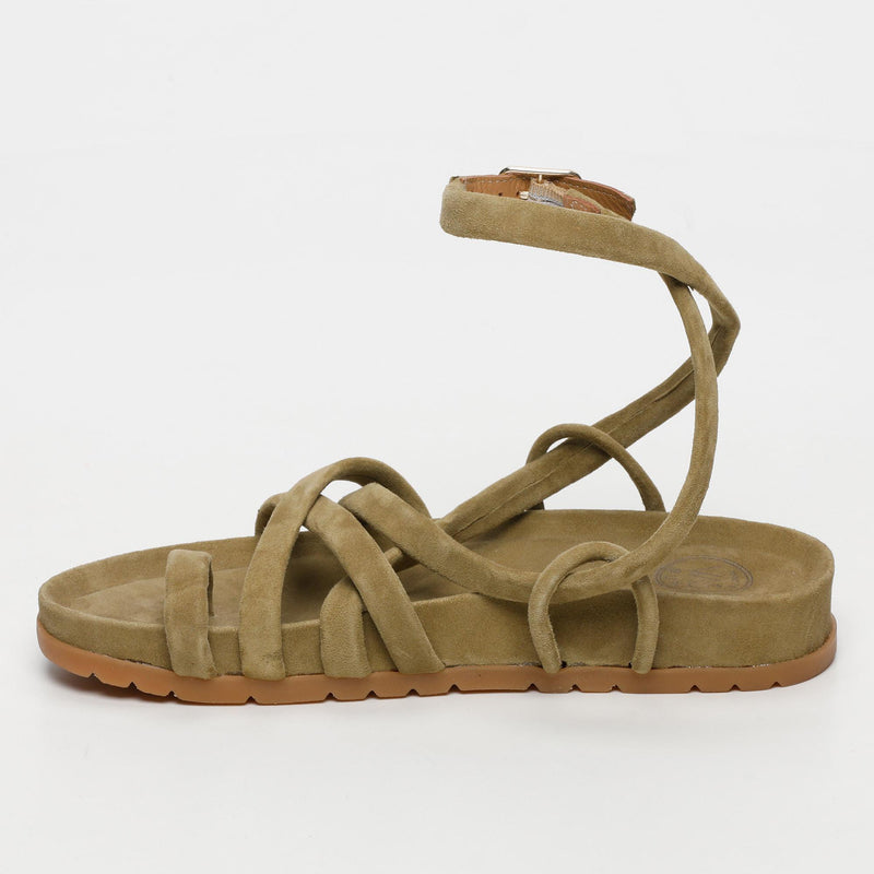White Sun - Sandales Ava - Olive Goat Suede - Olive