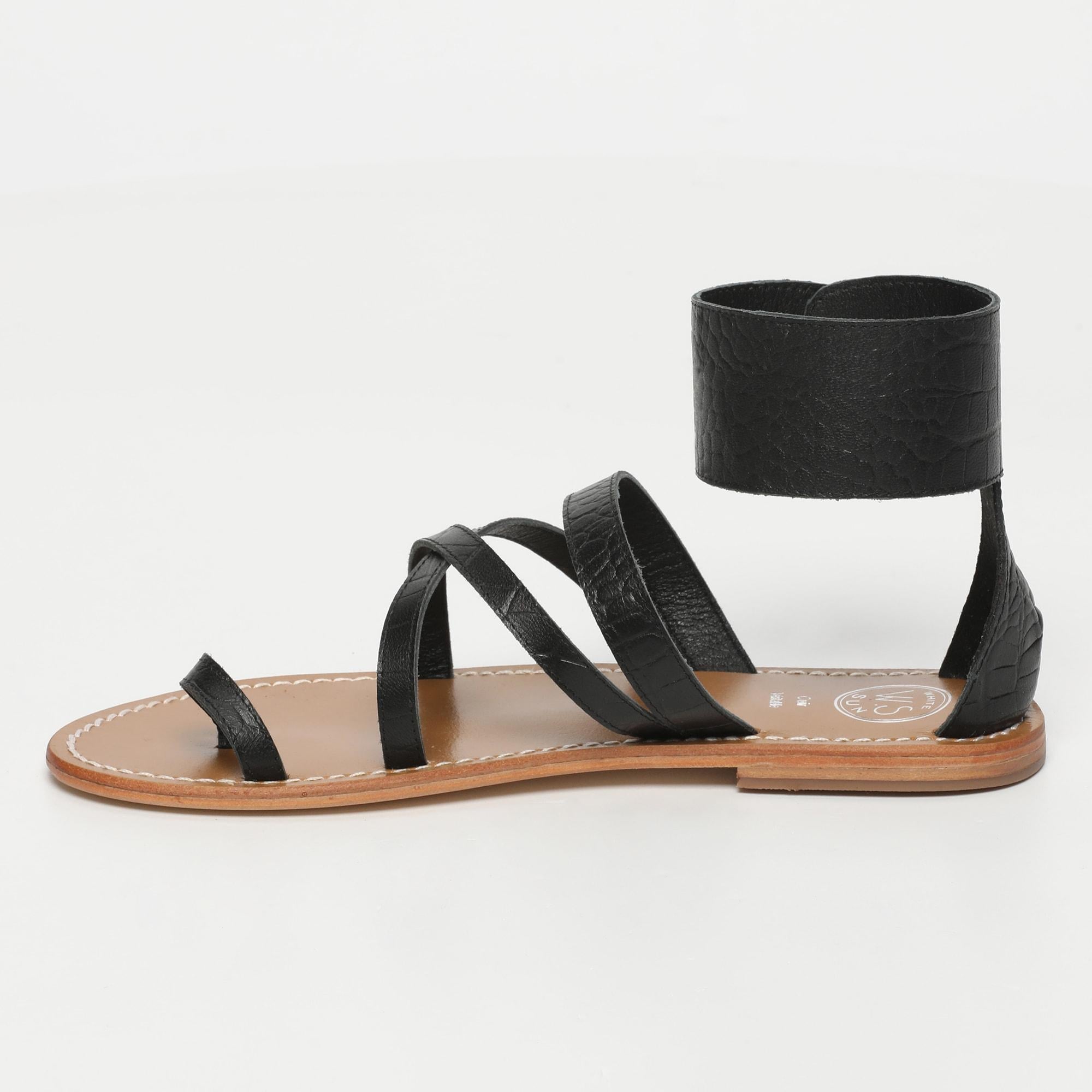 White Sun - Sandalias Darika - Piel de cabra con estampado de cocodrilo negro - Cocodrilo negro